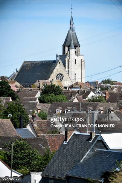 This photo taken on June 23 in Illiers-Combray, shows the Saint Jacques church. - The church "Saint Jacques" was rebuilt between 1453 and 1497 by...