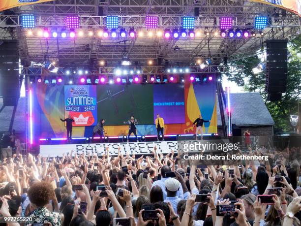 Howie D, Kevin Richardson, Brian Littrell, Nick Carter and AJ McLean of the Backstreet Boys perform live on ABC's "Good Morning America" Summer...