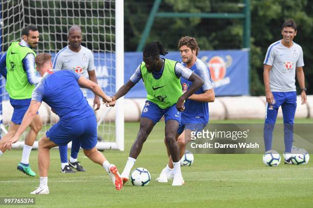 Tiemoue Bakayoko of Chelsea during a training session at Chelsea Training Ground on July 13, 2018 in Cobham, England.