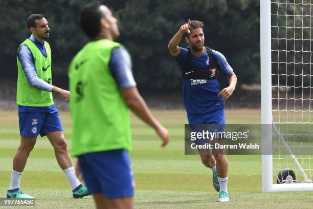 Cesc Fabregas of Chelsea during a training session at Chelsea Training Ground on July 13, 2018 in Cobham, England.
