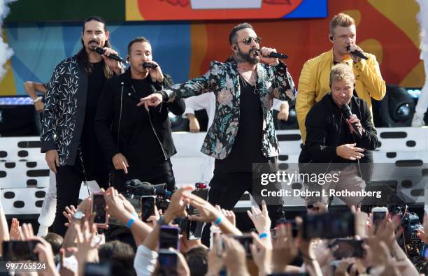 Kevin Richardson, Howie D, AJ McLean and Nick Carter of the Backstreet Boys perform live on ABC's "Good Morning America" Summer Concert Series at...
