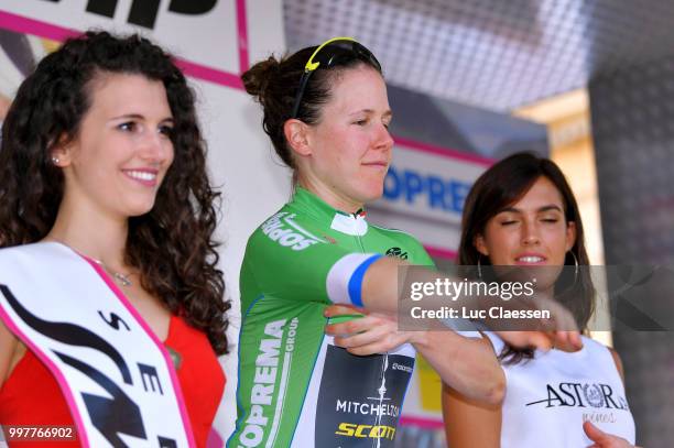 Podium / Amanda Spratt of Australia and Team Mitchelton-Scott / Green points jersey / Celebration / during the 29th Tour of Italy 2018 - Women, Stage...