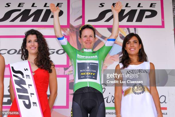 Podium / Amanda Spratt of Australia and Team Mitchelton-Scott / Green points jersey / Celebration / during the 29th Tour of Italy 2018 - Women, Stage...