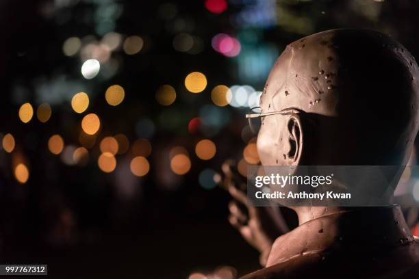 Statue of Liu Xiaobo stands during a memorial vigil held for Chinese Nobel Peace Prize-winner Liu Xiaobo on July 13, 2018 in Hong Kong, Hong Kong....