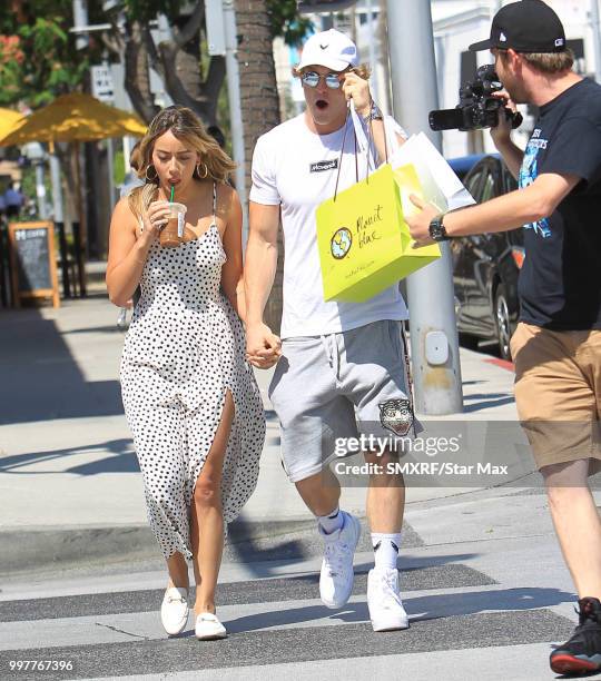 Logan Paul and Chloe Bennet are seen on July 12, 2018 in Los Angeles, CA.