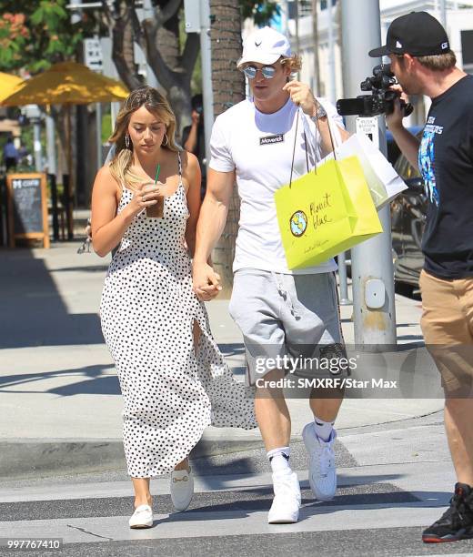 Logan Paul and Chloe Bennet are seen on July 12, 2018 in Los Angeles, CA.