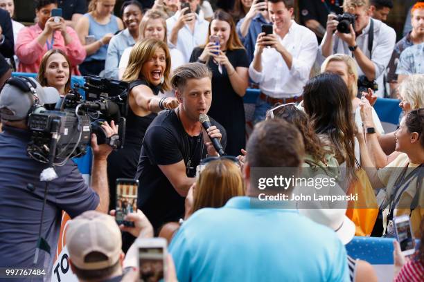 S Hoda Kotb and Ryan Tedder of One Republic perform on NBC's "Today" at Rockefeller Plaza on July 13, 2018 in New York City.