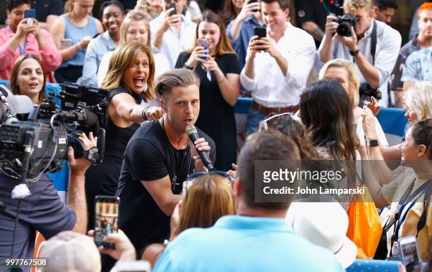 S Hoda Kotb and Ryan Tedder of One Republic perform on NBC's "Today" at Rockefeller Plaza on July 13, 2018 in New York City.