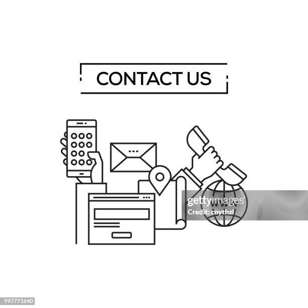 contact us concept line icons - cnythzl stock illustrations