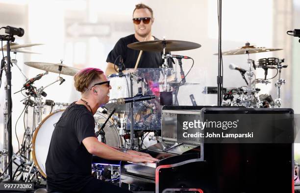 Ryan Tedder and Eddie Fisher of One Republic perform on NBC's "Today" at Rockefeller Plaza on July 13, 2018 in New York City.