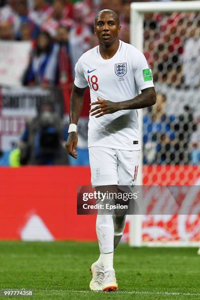 Ashley Young of England looks on during the 2018 FIFA World Cup Russia Semi Final match between England and Croatia at Luzhniki Stadium on July 11,...
