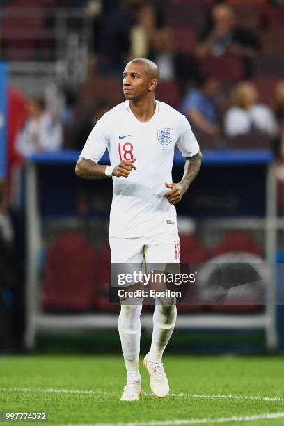 Ashley Young of England looks on during the 2018 FIFA World Cup Russia Semi Final match between England and Croatia at Luzhniki Stadium on July 11,...