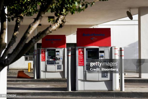 Drive-thru automated teller machines stand at a Bank of America Corp. Branch in San Antonio, Texas, U.S., on Thursday, July 12, 2018. Bank of America...