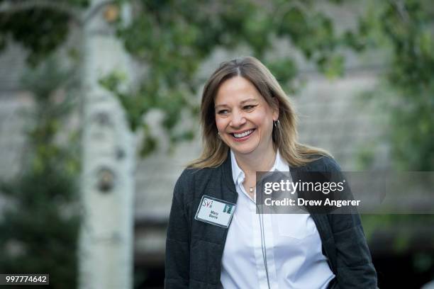 Mary Barra, chief executive officer of General Motors , attends the annual Allen & Company Sun Valley Conference, July 13, 2018 in Sun Valley, Idaho....