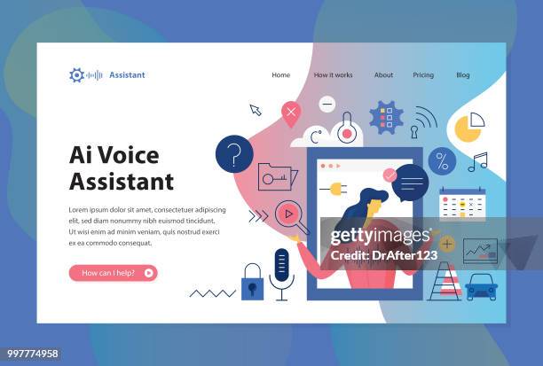 illustrations, cliparts, dessins animés et icônes de ai assistant website template - ai