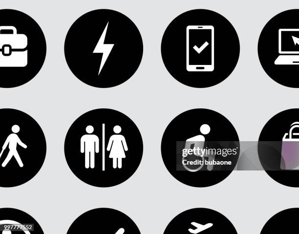 travel day icon set - information sign stock illustrations