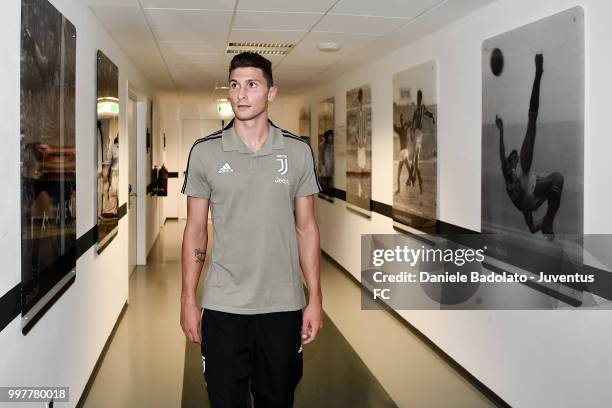 Mattia Caldara during a Juventus Press Conference at Juventus Allianz Stadium on July 13, 2018 in Turin, Italy.