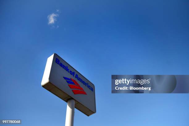 Signage is displayed outside a Bank of America Corp. Branch in San Antonio, Texas, U.S., on Thursday, July 12, 2018. Bank of America Corp. Is...