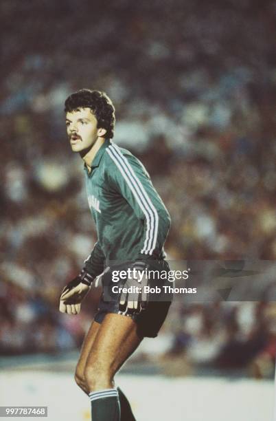 Brazilian footballer and goalkeeper Gilmar Rinaldi pictured in action for Brazil against France in the final of the football tournament at the 1984...