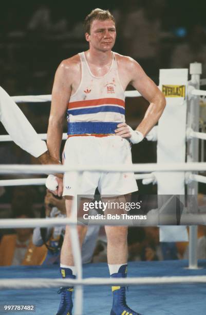 English boxer Robert Wells of the Great Britain team pictured after being defeated by Francesco Damiani of Italy in the semifinals of the Men's super...
