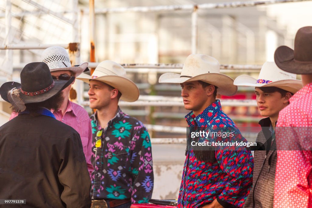 Cowboys Waiting Together At Rodeo Paddock Arena At Nephi Of Salt Lake ...