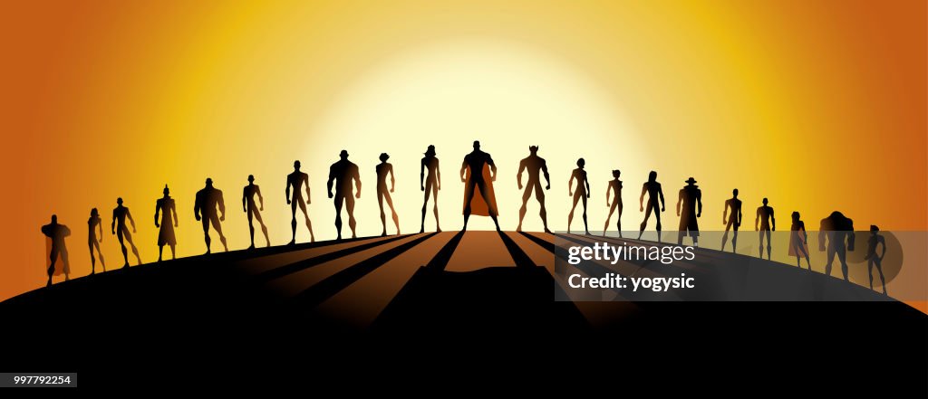 Vector League of Superheroes Silhouette