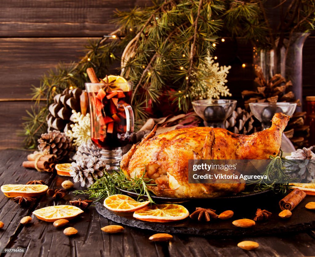 Baked Chicken For Christmas Or New Year High-Res Stock Photo - Getty Images