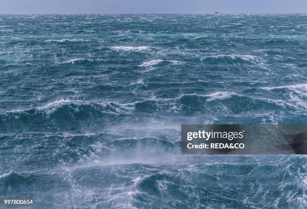 Trieste city and the Adriatic Sea during the wind phenomenon called Bora. Friuli-Venezia Giulia. Italy. Europe. Photo by: Carlo...