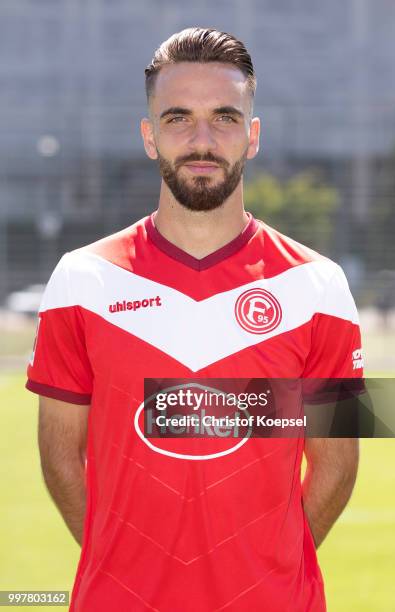 Kenan Karaman poses during the team presentation at Esprit Arena on July 13, 2018 in Duesseldorf, Germany.