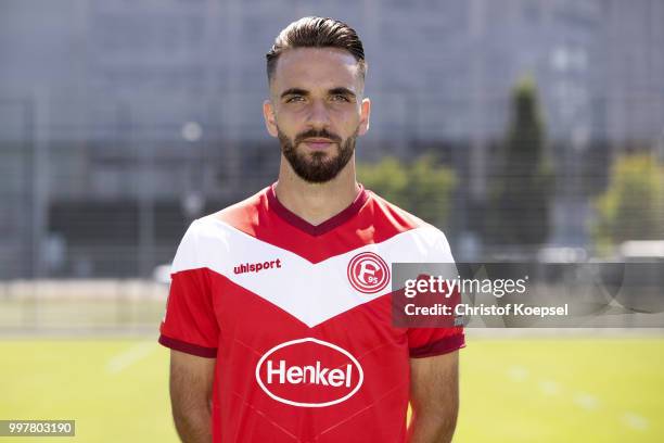 Kenan Karaman poses during the team presentation at Esprit Arena on July 13, 2018 in Duesseldorf, Germany.