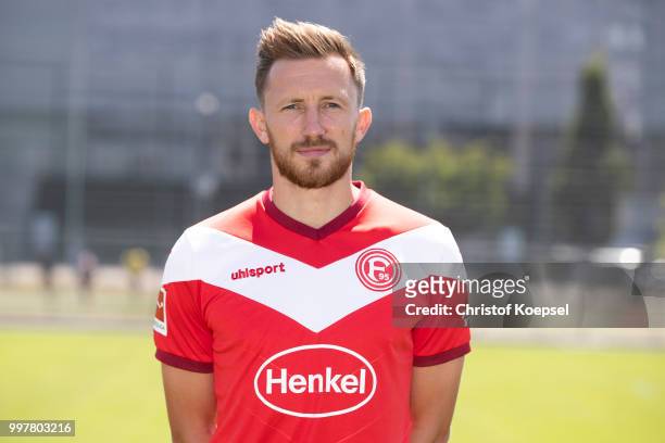 Adam Bodzek poses during the team presentation at Esprit Arena on July 13, 2018 in Duesseldorf, Germany.