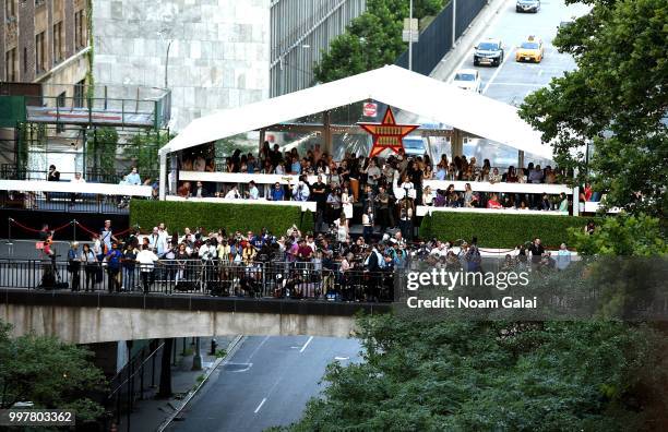 Pellegrino hosts the first-of-its-kind Manhattanhenge viewing celebration high above the streets of New York on July 12, 2018 in New York City.