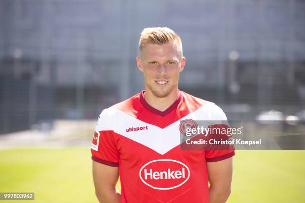 Rouwen Hennings poses during the team presentation at Esprit Arena on July 13, 2018 in Duesseldorf, Germany.