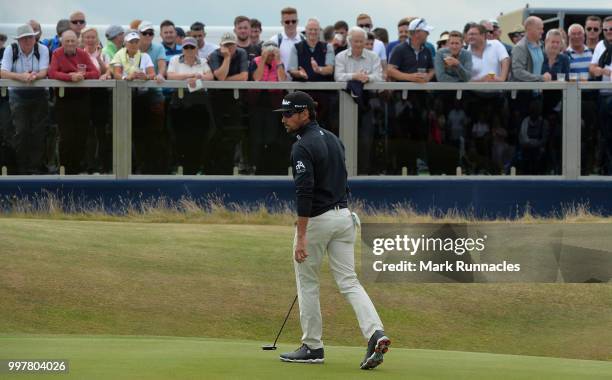 Rafael Cabrera-Bello of Spain at the 17th green during the second day of the Aberdeen Standard Investments Scottish Open at Gullane Golf Course on...