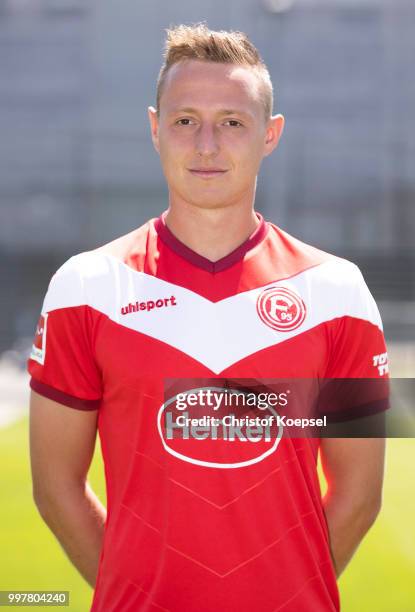 Robin Bormuth poses during the team presentation at Esprit Arena on July 13, 2018 in Duesseldorf, Germany.