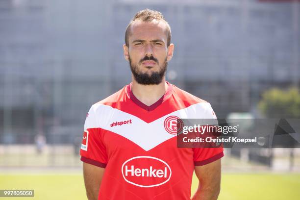 Emir Kujovic poses during the team presentation at Esprit Arena on July 13, 2018 in Duesseldorf, Germany.