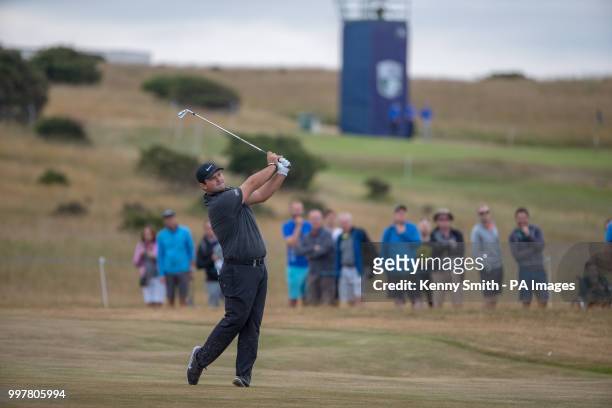 Patrick Reed plays his approach to the 2nd hole during day two of the Aberdeen Standard Investments Scottish Open at Gullane Golf Club, East Lothian.