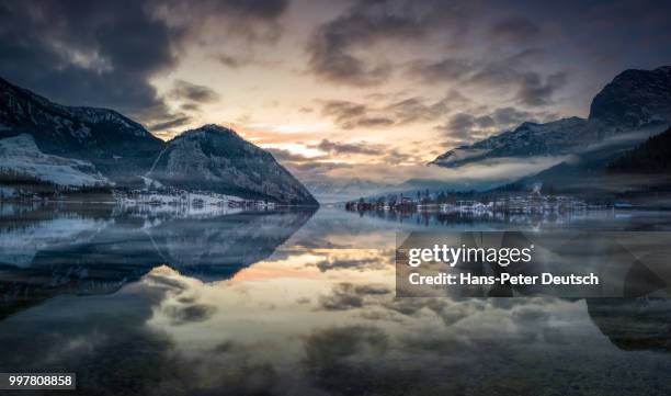 misty grundlesee - deutsch stock pictures, royalty-free photos & images