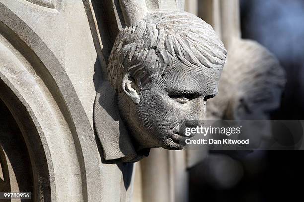 Finished gargoyles adorn the top of the nearly completed Chapter House at Westminster Abbey on April 14, 2010 in London, England. Built in the 1250's...