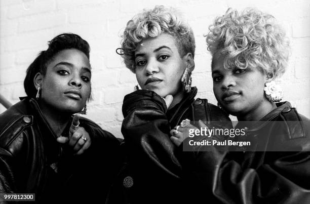 Portrait of American r&b and hiphop/rap trio Salt-n-Pepa, Hilversum, Netheralnds, 1 November 1988. L-R Deidra Roper , Cheryl James and Sandra Denton .