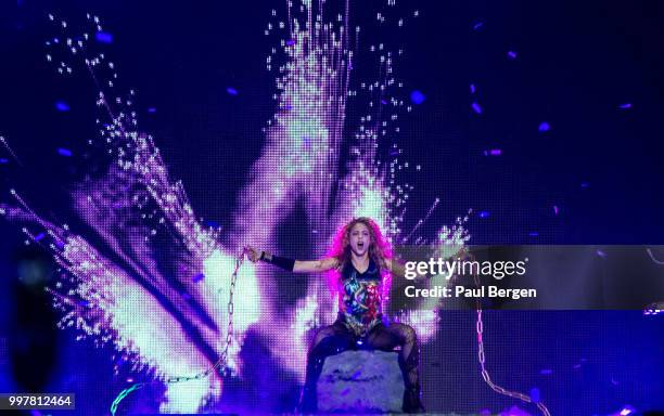 Colombian pop singer Shakira performs at Ziggo Dome as part of her El Dorado World Tour, Amsterdam, Netherlands, 9 June 2018.