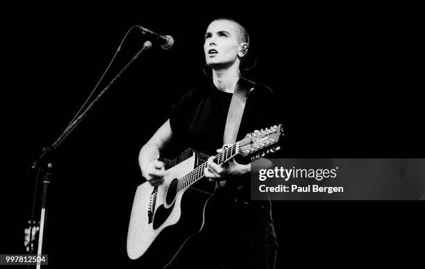 Irish singer Sinead O'Connor performs on Rock Torhout, Torhout, Belgium, 7 July 1990.