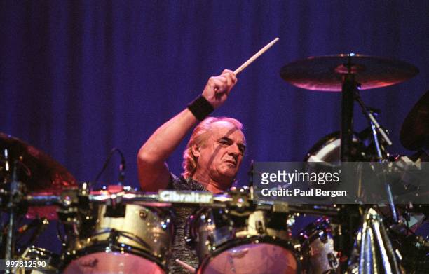 Alan White, drummer of British progressive rock band Yes performs in Ahoy, Rotterdam, Netherlands, 24 July 2003.