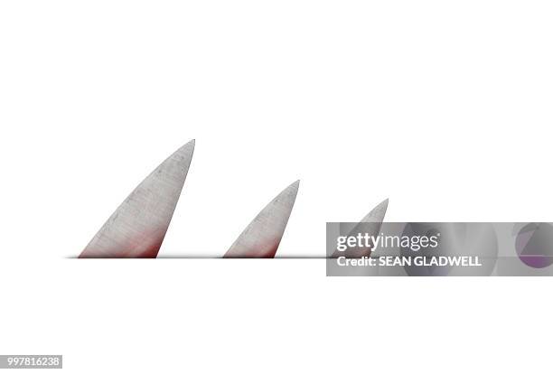 three knife blades - sharp stock pictures, royalty-free photos & images