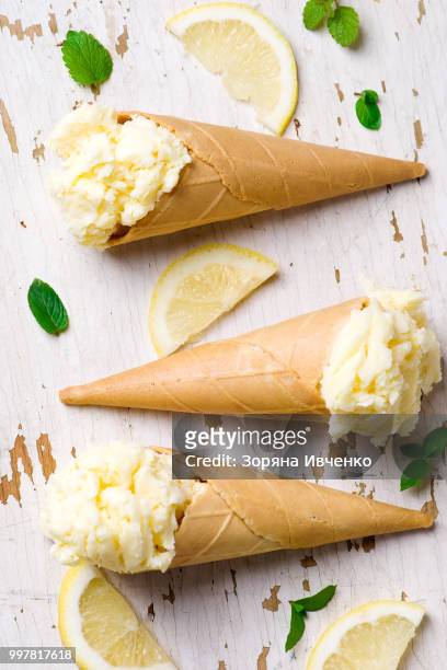 lemon ice cream - unprocessed stock-fotos und bilder