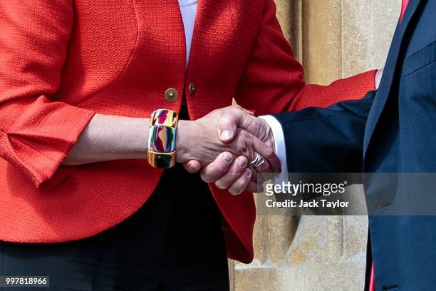 Prime Minister Theresa May holds bi-lateral talks with U.S. President Donald Trump at Chequers on July 13, 2018 in Aylesbury, England. US President,...