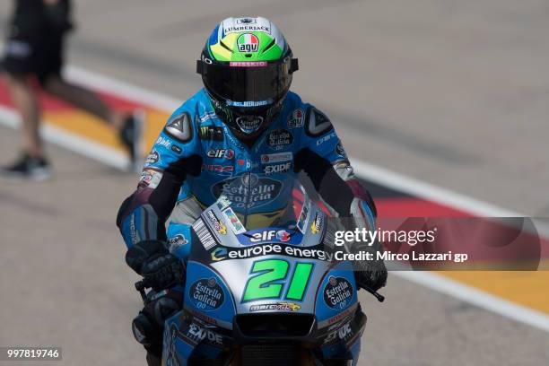 Franco Morbidelli of Italy and EG 00 Marc VDS starts from box during the MotoGp of Germany - Free Practice at Sachsenring Circuit on July 13, 2018 in...