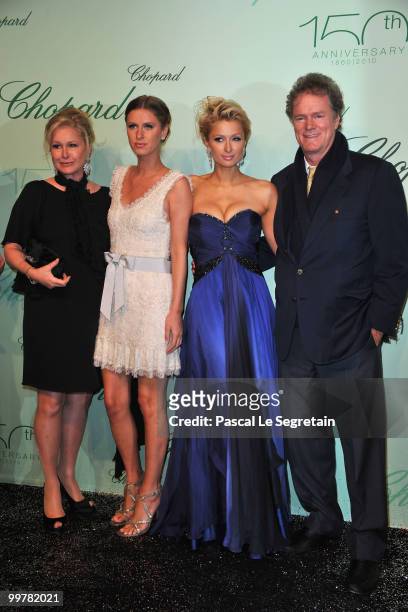 Kathy Hilton, Nicky Hilton, Paris Hilton and Rick Hilton attend the Chopard 150th Anniversary Party at Palm Beach, Pointe Croisette during the 63rd...
