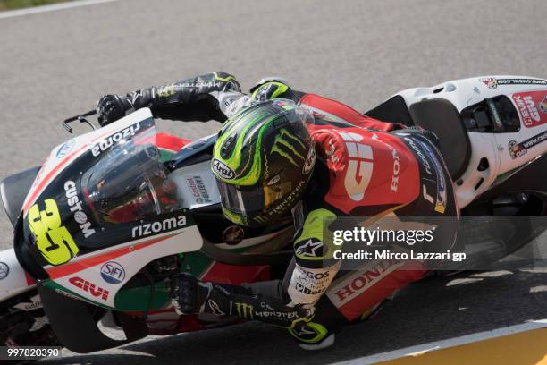 Cal Crutchlow of Great Britain and LCR Honda rounds the bend during the MotoGp of Germany - Free Practice at Sachsenring Circuit on July 13, 2018 in...