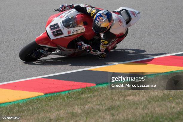 Khairul Idham Pawi of Malaysia and Idemitsu Honda Team Asia rounds the bend during the MotoGp of Germany - Free Practice at Sachsenring Circuit on...